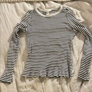 H&M Black and White Striped Long Sleeve Tee